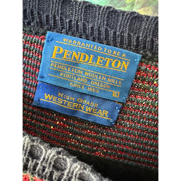 0146 Pendleton High Grade Western Wear Aztec Sweater L - Picture 2 of 7